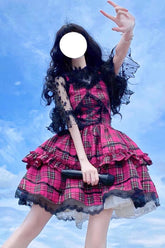 Red Sleeveless Multi-layer Ruffle Bowknot Gothic Lolita Jsk Dress
